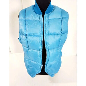Vintage 70s Eddie Bauer Goose Down Puffer Vest Full Zip Quilted Sky Blue…